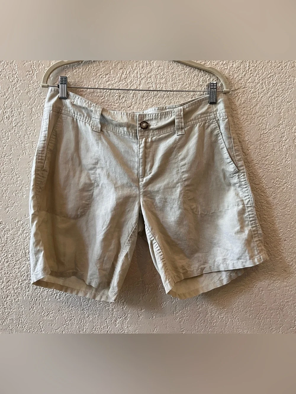 Vintage 90s Gap Women 10 Tan Linen Cotton Blend Shorts 32